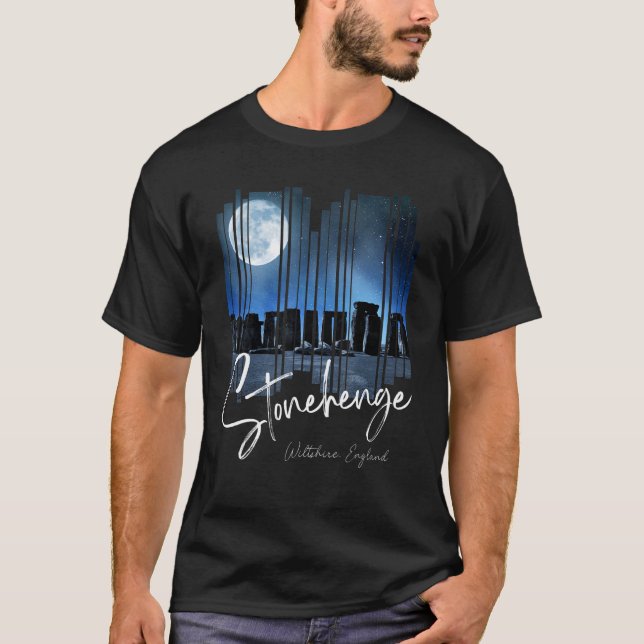 Camiseta Stonehenge England Souvenir Stonehenge À Noite (Frente)