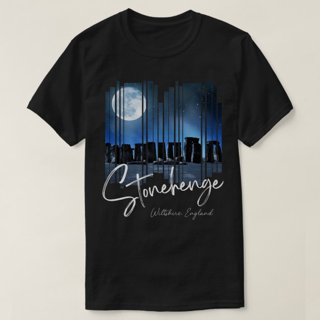 Camiseta Stonehenge England SouvenirStonehenge À Noite146 (Frente do Design)