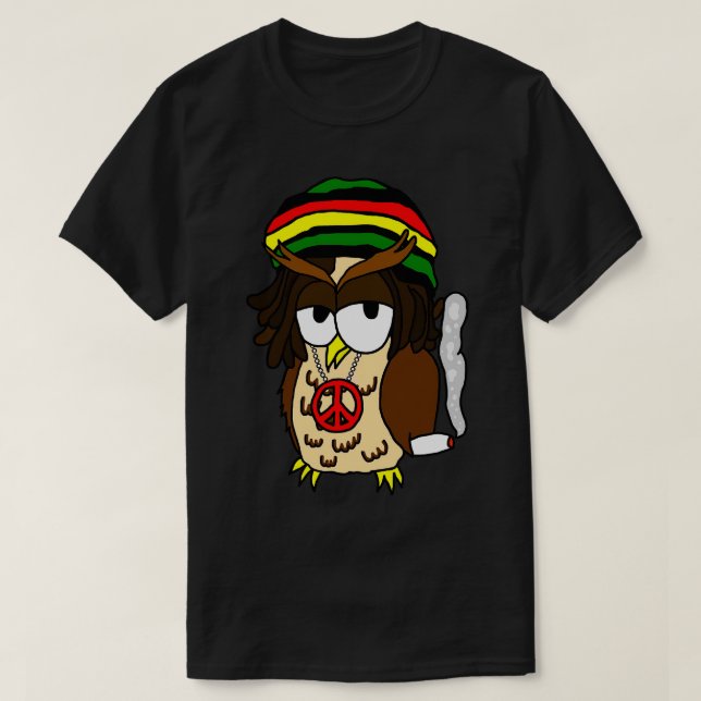 Camiseta Stoner Hippie Owl (Frente do Design)