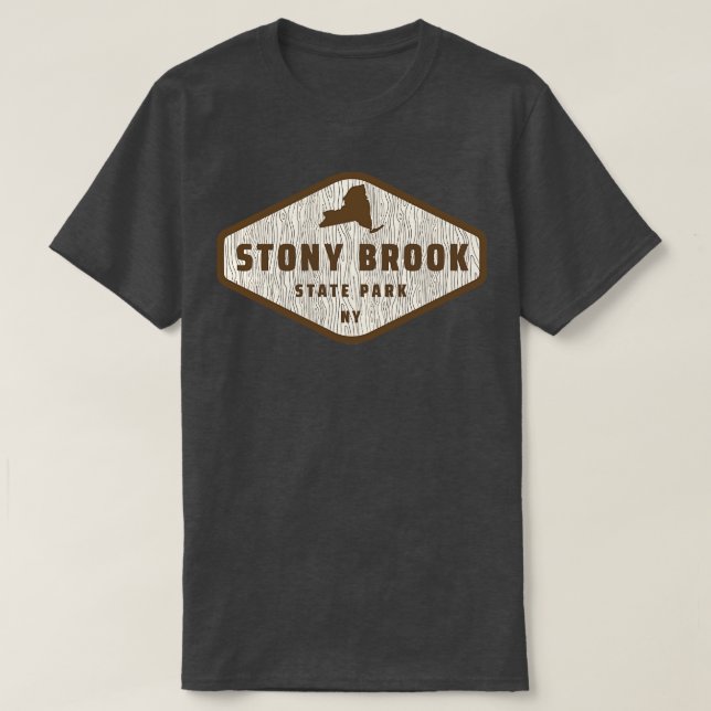 Camiseta Stony Brook State Park New York Tree Log Textura W (Frente do Design)