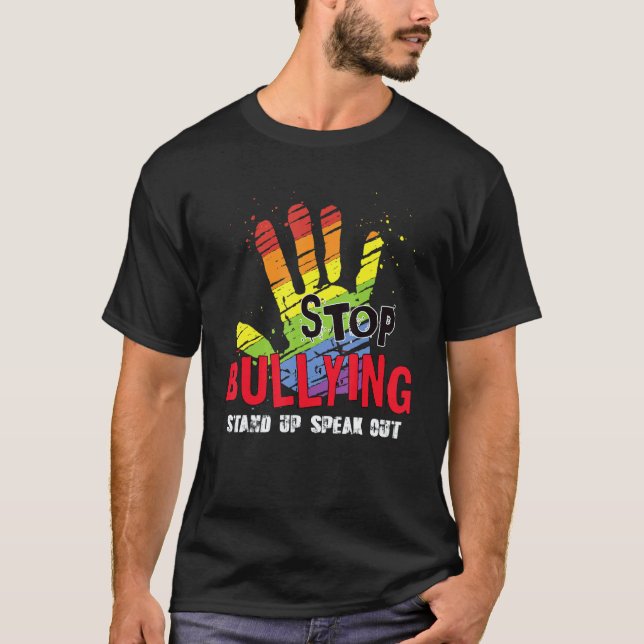 Camiseta Stop Bullying Hand Supporter Stand Up Speak Anti B (Frente)