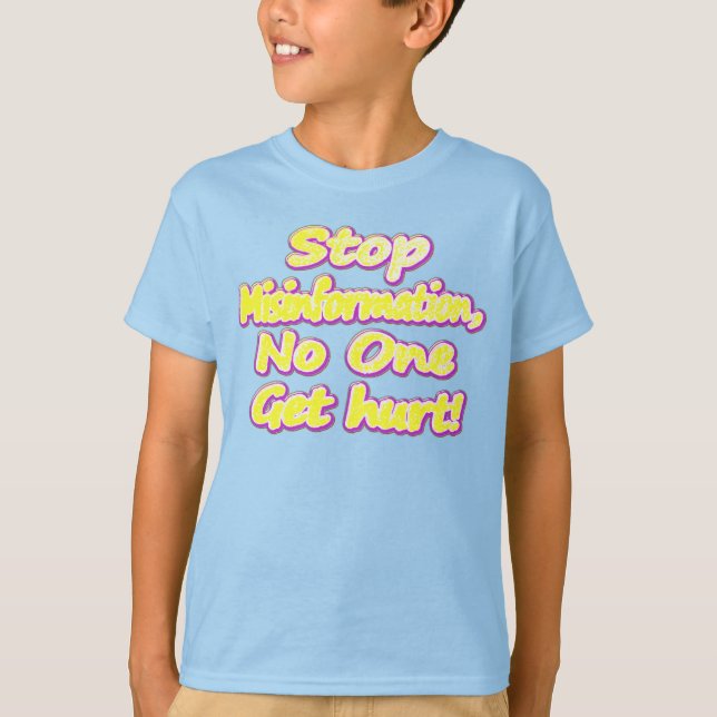 Camiseta "Stop Misinformation", Design de beleza. Comprar A (Frente)
