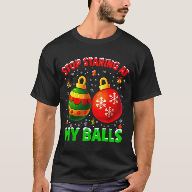 Camiseta Stop Staring At My Pjs Pajamas Christmas Xmas Men  (Frente)