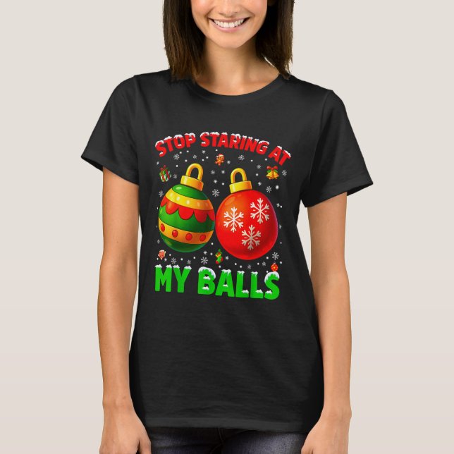 Camiseta Stop Staring At My Pjs Pajamas Christmas Xmas Men  (Frente)
