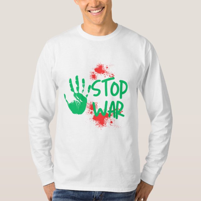 Camiseta Stop War – Bold Handprint Anti-War Graphic Design (Frente)