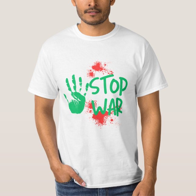 Camiseta Stop War – Bold Handprint Anti-War Graphic Design (Frente)
