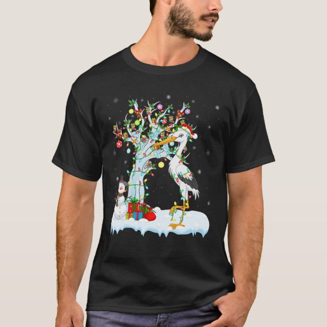 Camiseta Storages Bird Xmas Tree Lighting Santa Hat Storage (Frente)