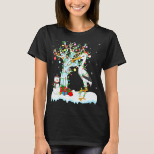 Camiseta Storages Bird Xmas Tree Lighting Santa Hat Storage