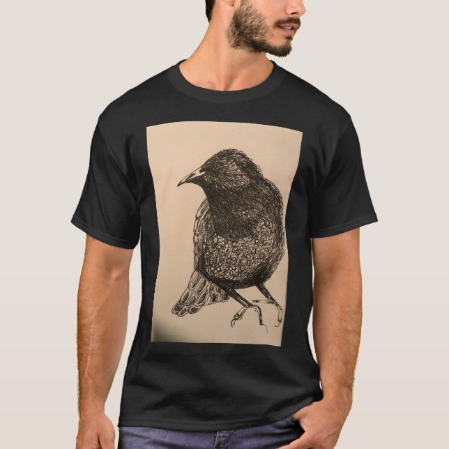 Camiseta Storybook Starling Bird Illustration Shirt (Frente)