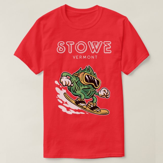 Camiseta Stowe Vermont Funny Snowboard Beer Saltos (Frente do Design)