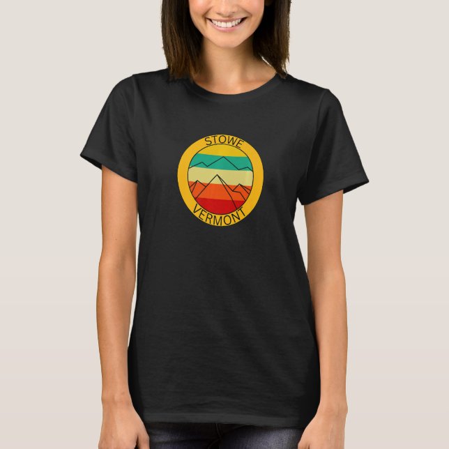 Camiseta Stowe Vermont Retro Mountain Sunset Souvenir (Frente)