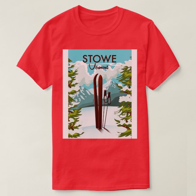 Camiseta Stowe Vermont Ski impressão art (Frente do Design)