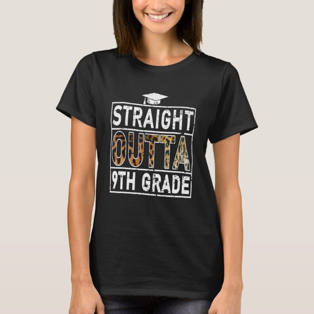 Camiseta Straight Outta 9Th Grade T-shirt Leopard Lover Kid (Frente)