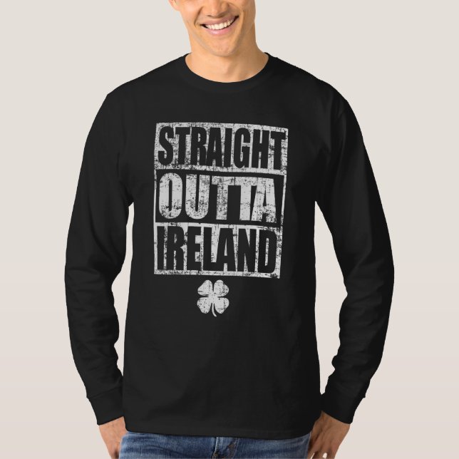 Camiseta Straight Outta Ireland Retro St. Patrick's Day Gif (Frente)