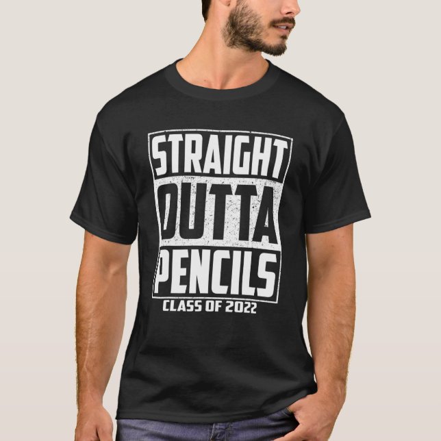Camiseta Straight Outta Pencils School Boys Kids Graduation (Frente)
