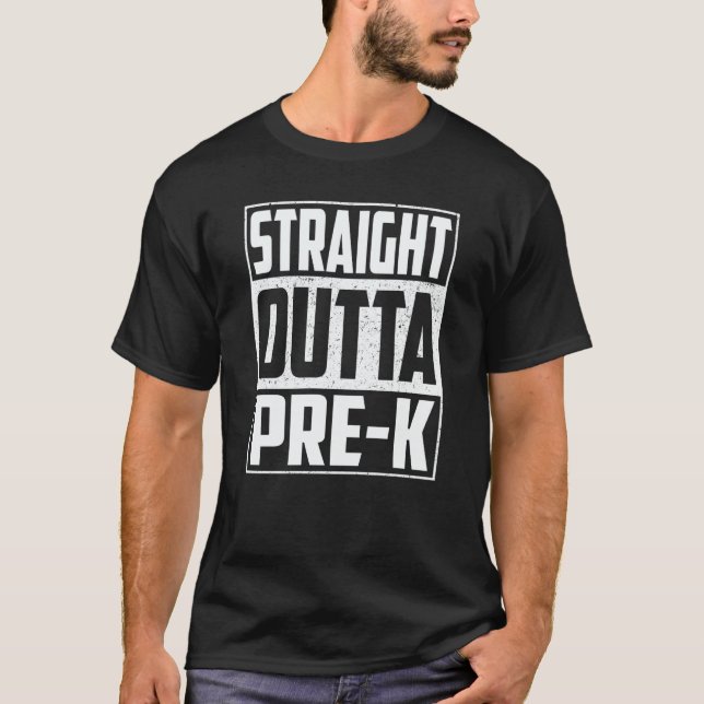 Camiseta Straight Outta Pre k School Graduation Kids Girls  (Frente)