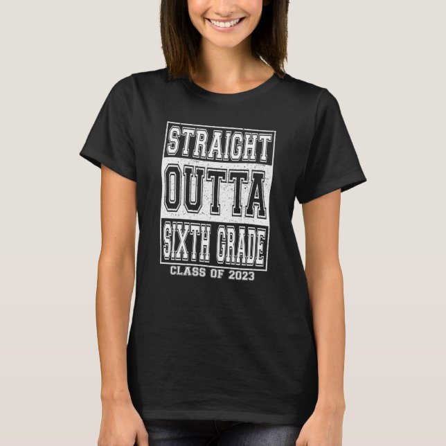 Camiseta Straight Outta Sixth Grade Graduation 2023 Kids Gi (Frente)
