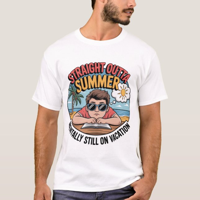 Camiseta Straight Outta Summer Funny Back to School (Frente)