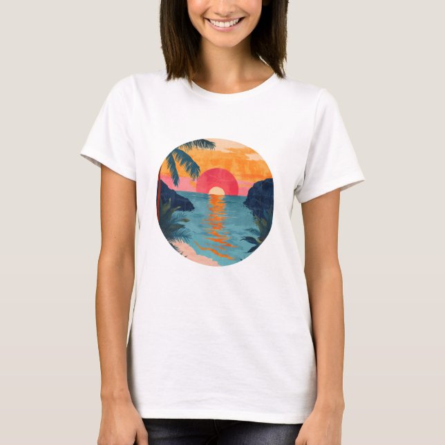 Camiseta Strand Maritim Mond Wellen Meer Ozean T-Shirt (Frente)