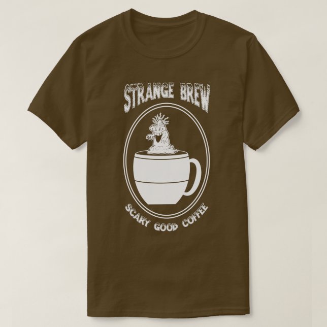 Camiseta Strange Breve Bons Cafés Assustadores (Frente do Design)
