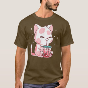 Camiseta Strawberry Boba Cat Drinking Boba Kitten Kawaii Ja