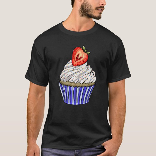 Camiseta Strawberry Cup Cakes Plain  Women Baking Muffins L (Frente)