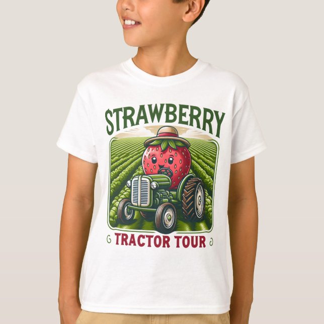Camiseta Strawberry Fields Trator Tour Fazenda (Frente)