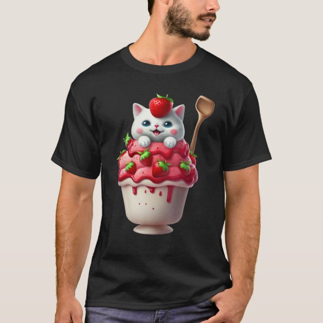 Camiseta Strawberry Ice Cream Sundae Kitten Gelato Berry Ca (Frente)