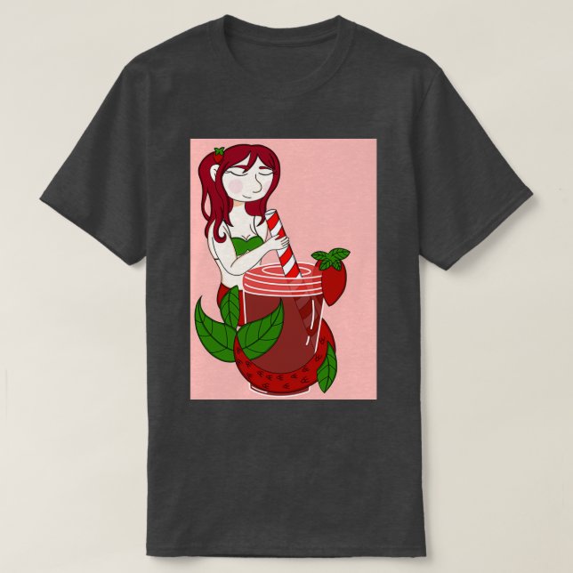 Camiseta Strawberry Iced Tea Mermaid (Frente do Design)