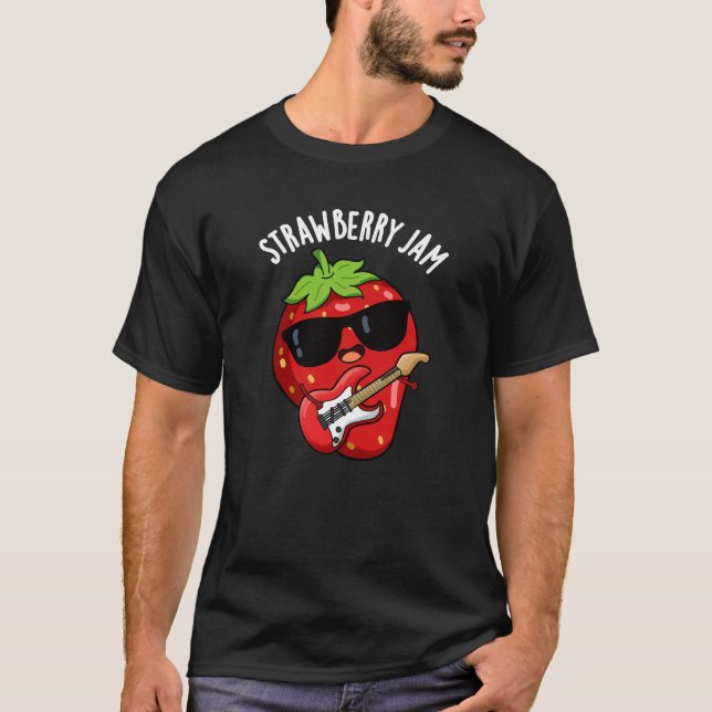 Camiseta Strawberry Jam Funny Fruta Pun Dark BG (Frente)