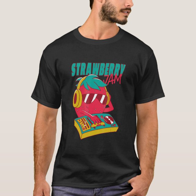 Camiseta Strawberry Jam Pun Music Dj (Frente)