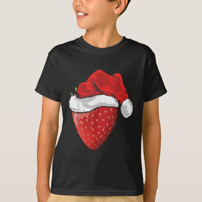 Camiseta Strawberry Lover Gift Santa Hat Strawberry Christm (Frente)