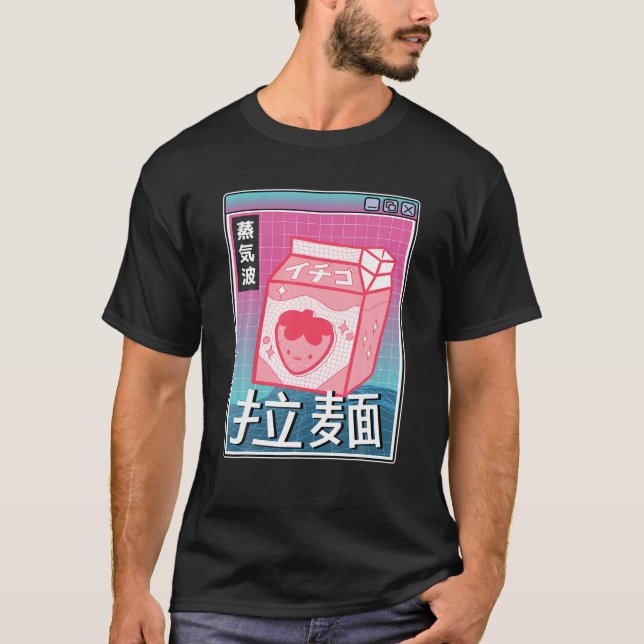Camiseta Strawberry Milk Digital Japão Estilo Otaku Computa (Frente)