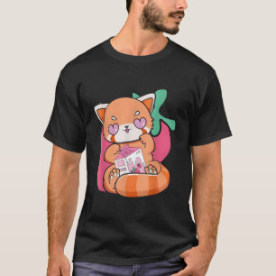 Camiseta Strawberry Milk Red Panda Chibi Anime Otaku Nu