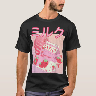 Camiseta Strawberry Milk Shake Carton Funny Retro 90s Japão
