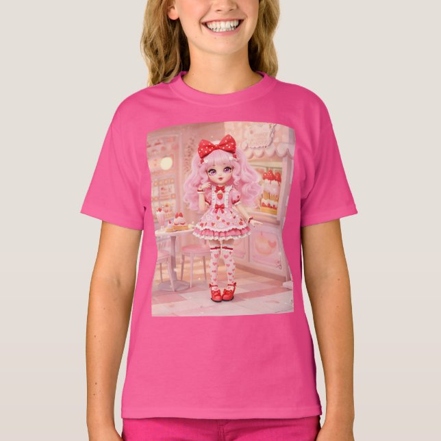 Camiseta Strawberry Milkshake Kawaii Doll (Frente)