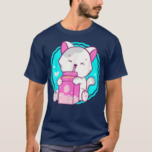 Camiseta Strawberry Shaw Strawberry Milk Cat Kawaii Neko A