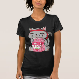 Camiseta Strawberry Shaw Strawberry Milk Cat Kawaii Neko A