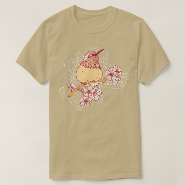 Camiseta Streak Headed White Eye Bird Japanese Cherry Bloss (Frente do Design)