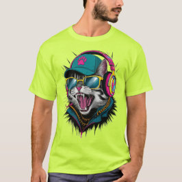 Camiseta Street Cat DJ Attitude – Arte Ousada de Streetwear