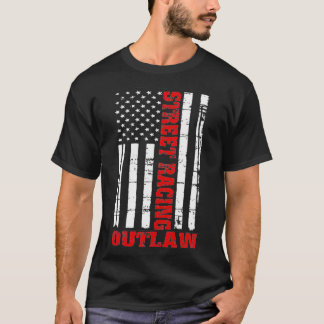 Camiseta Street Racing Outlaw Flag American Drag Racing