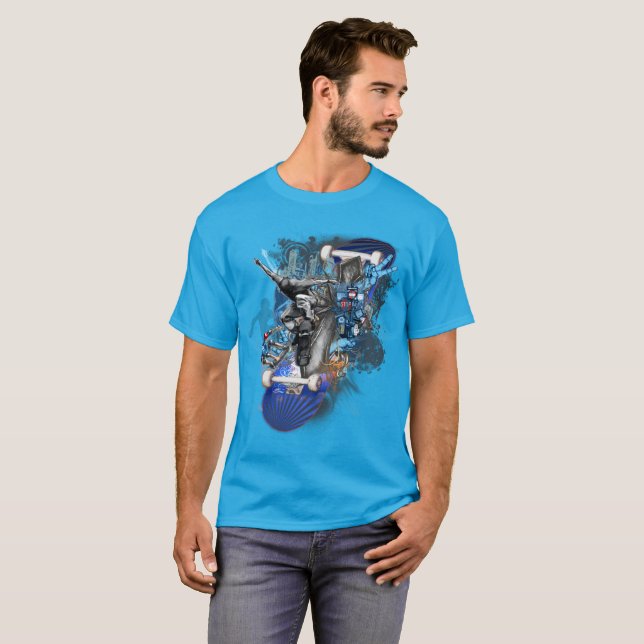 Camiseta Street Surfer, Skateboard Collage (Frente Completa)