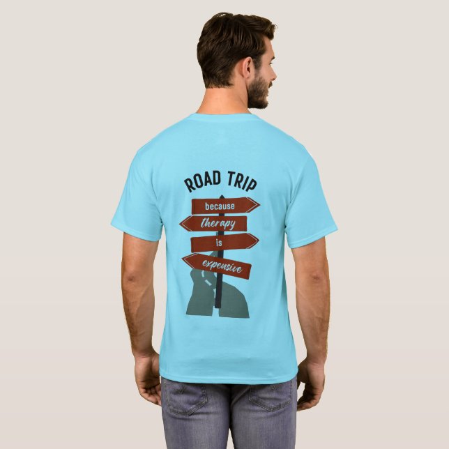 Camiseta Streetwear Road Trip Men's Basic T-Shirt (Parte Traseira Completa)