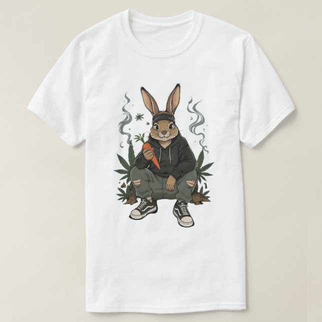 Camiseta Streetwise Rabbit Smoking Art (Frente do Design)