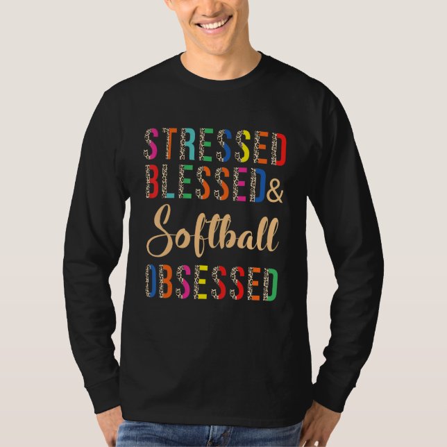 Camiseta Stressed Blessed and Softball Obsessed (Frente)