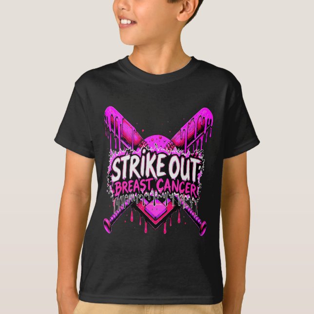 Camiseta Strike Out Breast Cancer Baseball Softball Drip Ho (Frente)