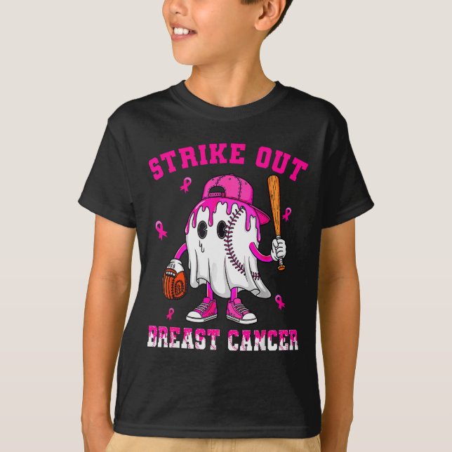 Camiseta Strike Out Breast Cancer Shirt Boy Baseball Drip N (Frente)