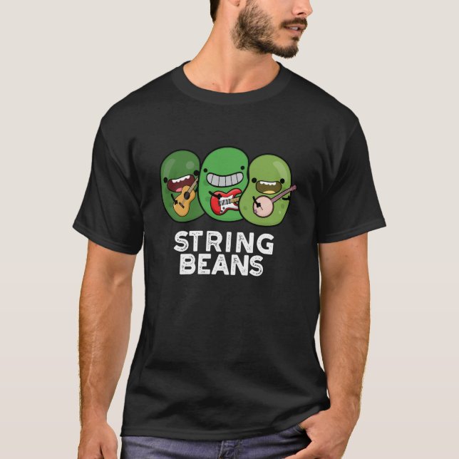 Camiseta String Beans Funny Vegetable Dark BG (Frente)