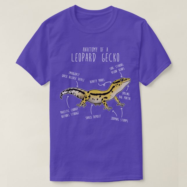 Camiseta Stripe Leopard Gecko Lizard Anatomia dos Répteis (Frente do Design)