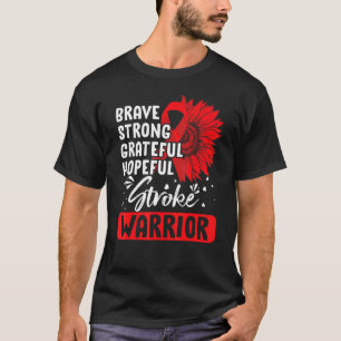 Camiseta Stroke Warrior Stroke Sobrevivência Vermelha Ribb